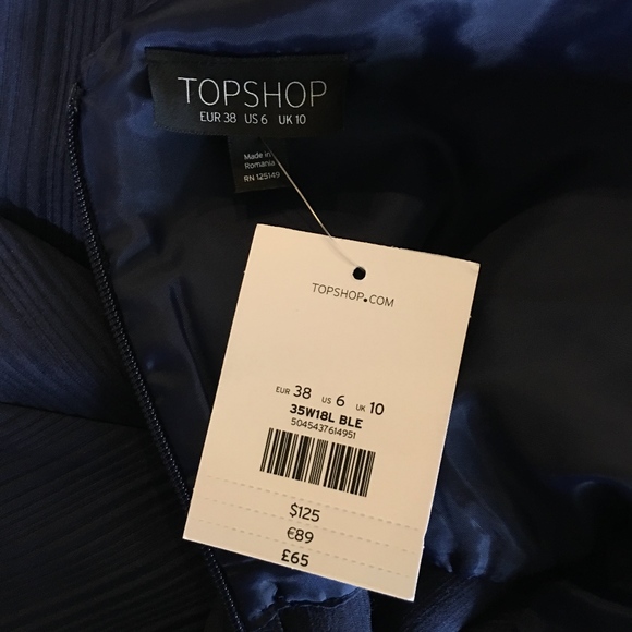 NWT Topshop Navy Off Shoulder Dress Size 6 - Picture 6 of 8
